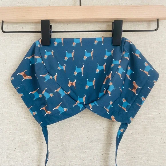 Figs Teal Blue Dog Print Scrub Cap - Picture 5 of 5